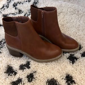 Brown Leather Chunky Boots